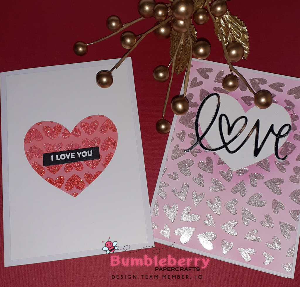 Two for One and Double Stencilling,  using the Heart Extraordinaire Stencil by My Favorite Things (Valentines Post)