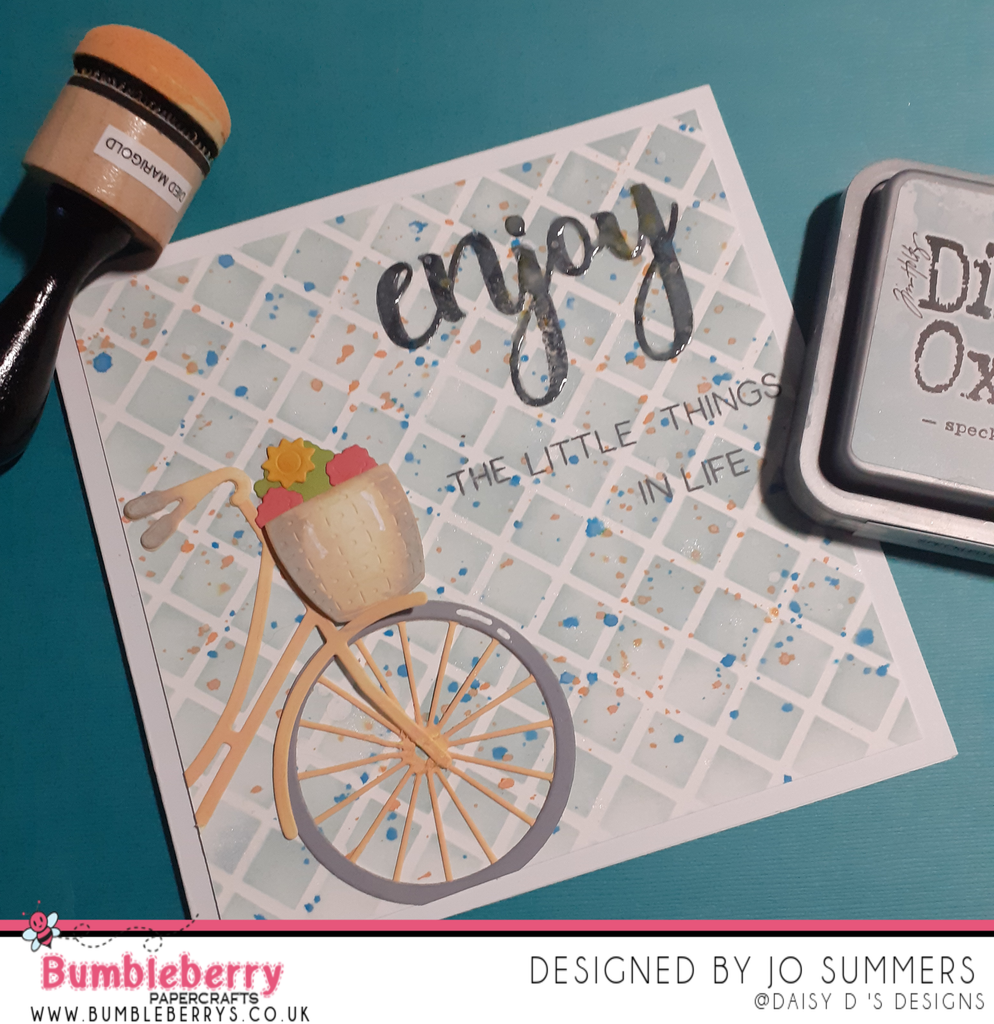 No Coloured Cardstock, No Problem Using Honey Bee's Bicycle Builder Honey Cuts