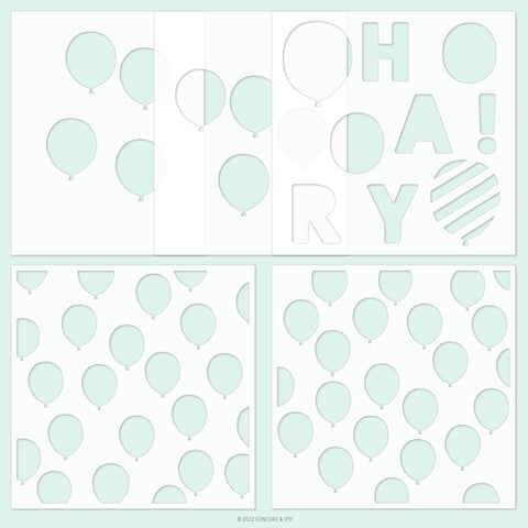 Bunch of Balloons Stencil Pack (3 6 x 6; 2 4.75 x 6)