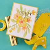 Pochoir Hello Blooms de la collection Glimmer Cardfront Sentiments