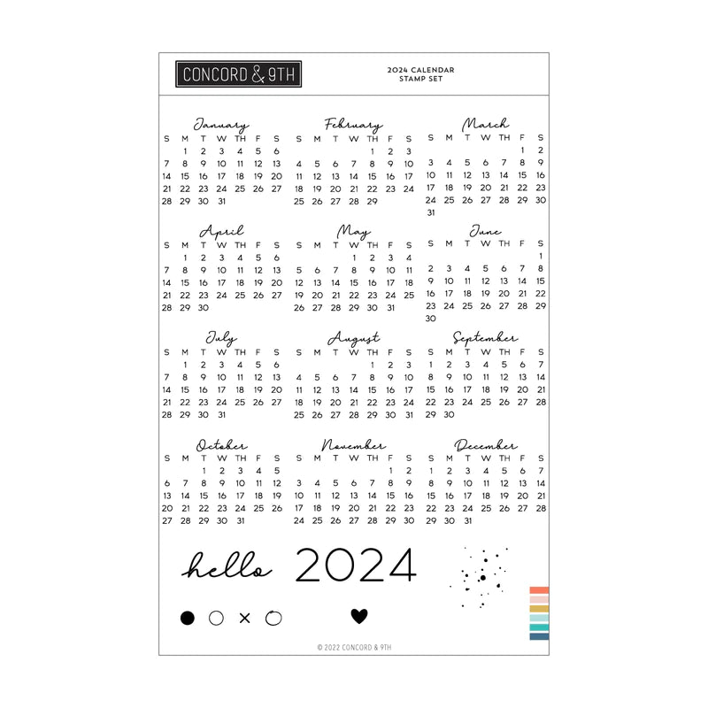2024 Calendar Stamp Set (6.5 x 10; 20 pieces)
