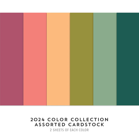 Pack de papier cartonné assorti de la collection de couleurs 2024 (6 couleurs ; 2 feuilles chacune ; 12 au total)