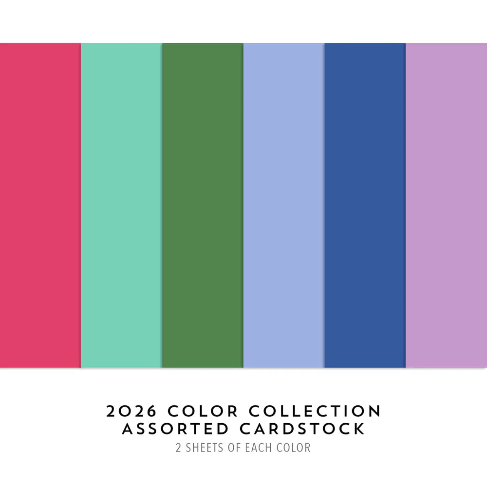 2026 ASSORTED Cardstock Pack (6 colors; 2 sheets ea; 12 total)