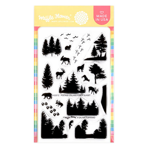 Postage Collage Forest Sunset Stamp Set