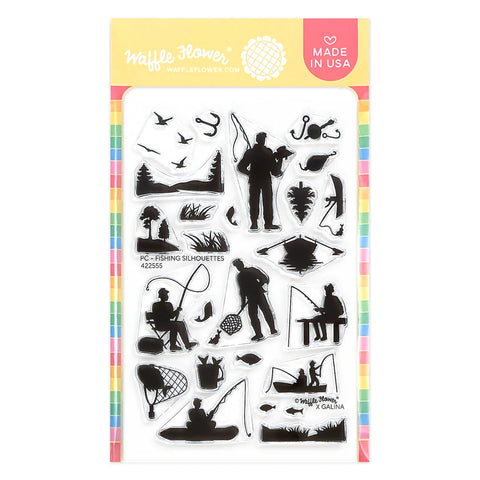 Postage Collage Fishing Silhouettes Stamp Set