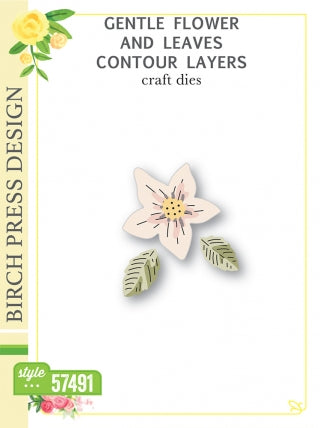 Gentle Flower and Leaves Contour Layers