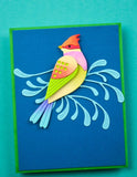 Block Print Perched Tropical Bird