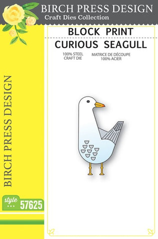 Block Print Curious Seagull