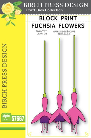 Block Print Fushsia Flowers
