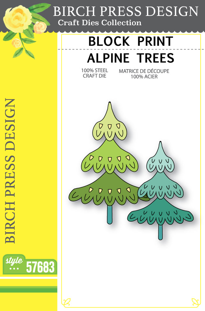 Block Print Alpine Trees