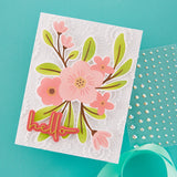 Hello Blooms Stencil from the Glimmer Cardfront Sentiments Collection