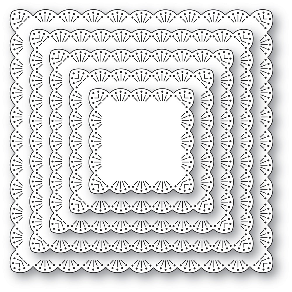 Fan Stitch Scalloped Square Frames