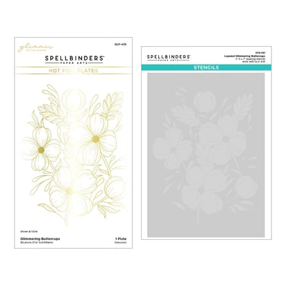 Glimmering Buttercups Glimmer Plate and Stencil Bundle from the Glimmering Flowers Collection