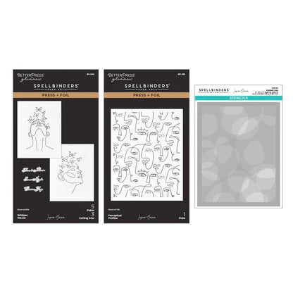 All My Senses Faces Press + Foil Plates and Stencil Bundle by Jaycee Gaspar