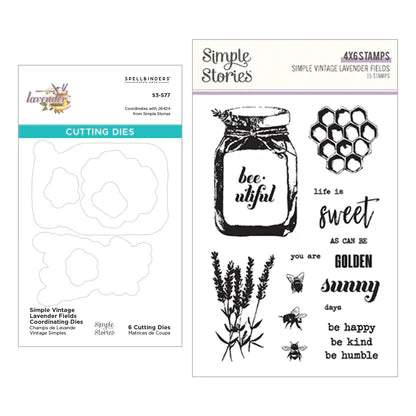 Simple Vintage Lavender Fields Stamp & Die Bundle with Simple Stories