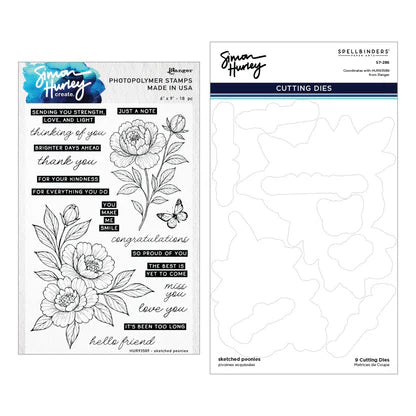 Sketched Peonies Stamp and Die Bundle by Simon Hurley