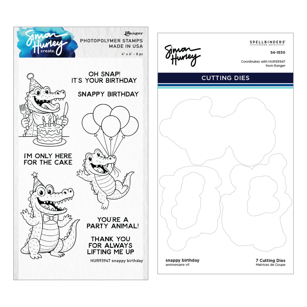 Snappy Birthday Stamp & Die Bundle by Simon Hurley
