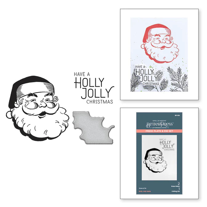 Holly Jolly Santa Press Plate &amp; Die Set de la collection de Noël More BetterPress