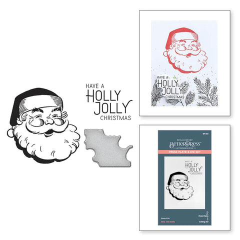 Holly Jolly Santa Press Plate & Die Set from the More BetterPress Christmas Collection
