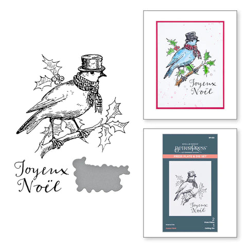 Ensemble d'assiettes et matrices de presse Joyeux Noel de la collection de Noël BetterPress