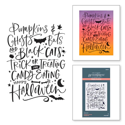 Plaques de presse de fond citrouilles et fantômes de la collection Betterpress Halloween