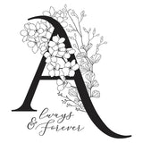 Floral A and Sentiment Press Plate from the Every Occasion Floral Alphabet Collection