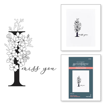 Floral I and Sentiment Press Plate from the Every Occasion Floral Alphabet Collection