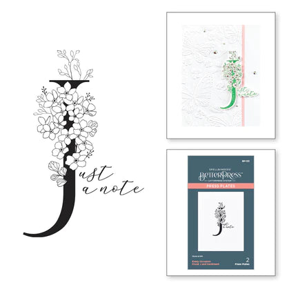 Floral J and Sentiment Press Plate from the Every Occasion Floral Alphabet Collection
