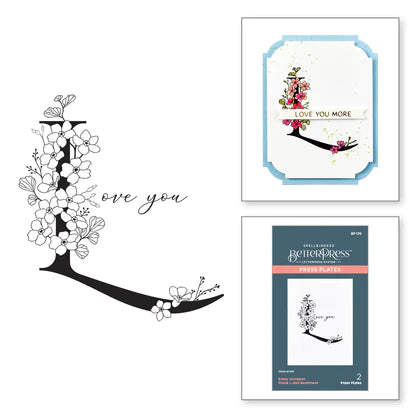 Floral L and Sentiment Press Plate from the Every Occasion Floral Alphabet Collection