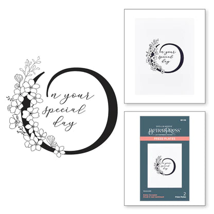 Floral O and Sentiment Press Plate from the Every Occasion Floral Alphabet Collection