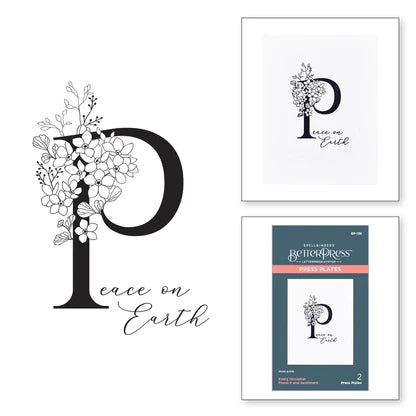 Floral P and Sentiment Press Plate from the Every Occasion Floral Alphabet Collection