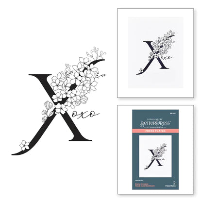 Floral X and Sentiment Press Plate from the Every Occasion Floral Alphabet Collection