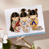 Kokeshi Dolls BetterPress Plate & Die Set from the Spring in Kyoto Collection by Alex Syberia Designs