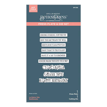La Dolce Vita Sentiments BetterPress Plate & Die Set from the La Dolce Vita Collection
