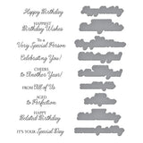 Birthday Wishes Sentiments BetterPress Plate & Die Set from the Texture & Foliage Collection by Suzanne Hue