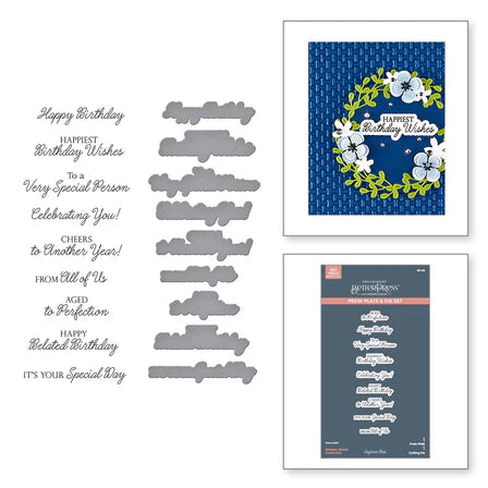 Birthday Wishes Sentiments BetterPress Plate & Die Set from the Texture & Foliage Collection by Suzanne Hue
