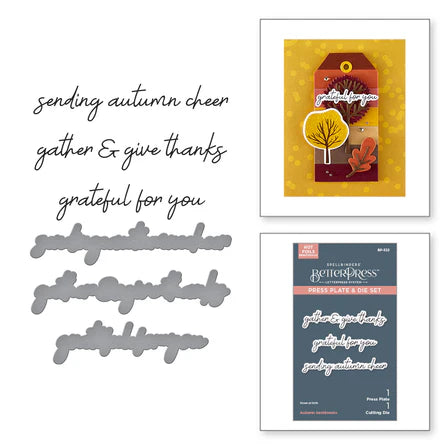 Autumn Sentiments BetterPress Plate & Die Set from the Autumn Archives Collection by Kelly Bangs