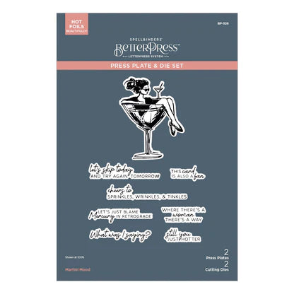 Martini Mood BetterPress Plate & Die Set from the Happier Hour Collection