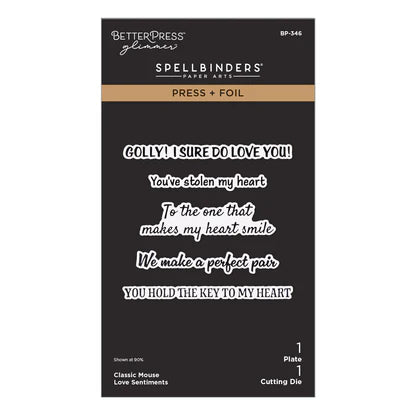 Classic Mouse Love Sentiments Press + Foil Plate & Die Set
