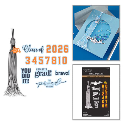 Classic Mouse Graduation Sentiments Press + Foil Plate & Die Set