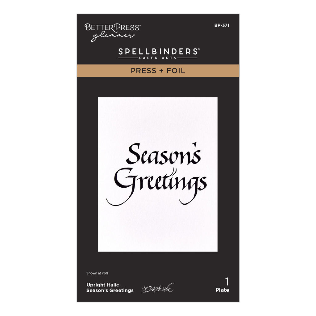 Upright Italic Season's Greetings Press + Foil Plate by Paul Antonio