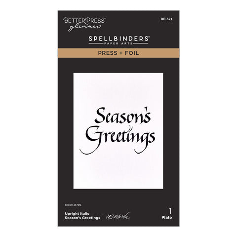 Upright Italic Season's Greetings Press + Foil Plate by Paul Antonio