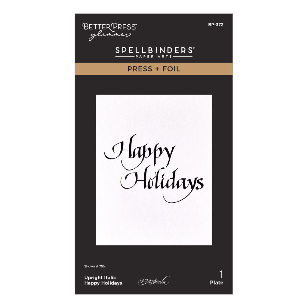 Upright Italic Happy Holidays Press + Foil Plate by Paul Antonio