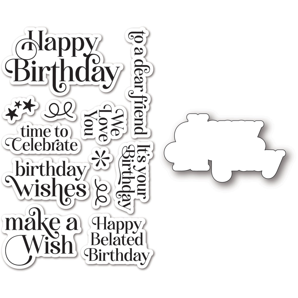 Birthday Greetings clear stamp and die set
