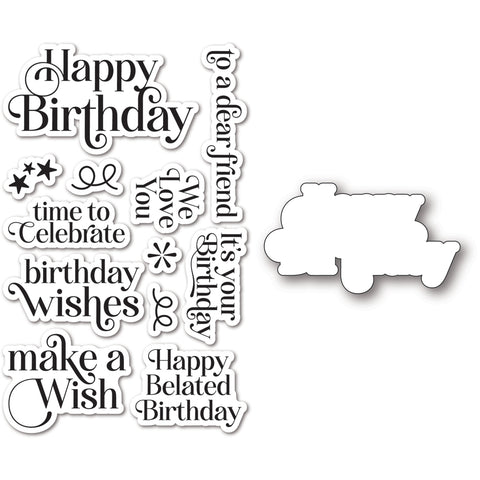 Birthday Greetings clear stamp and die set