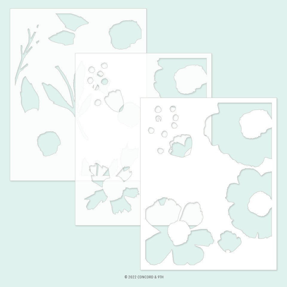 Cottage Garden Stencil Pack (3pc, 4.75 x 6.0)