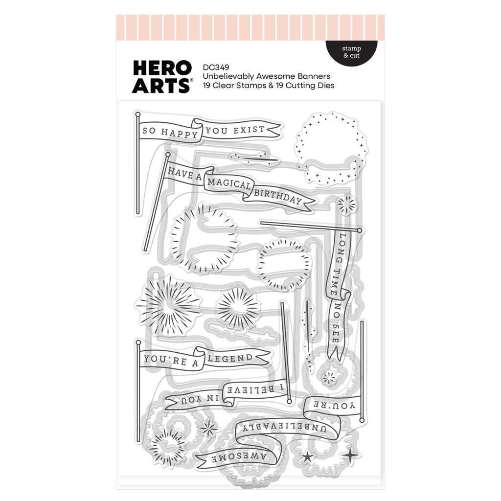 Hero Arts Unbelievably Awesome Banners Stamp & Cut