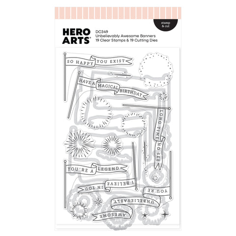 Hero Arts Unbelievably Awesome Banners Stamp & Cut