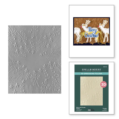 Stars and Fronds Frame 3D Embossing Folder from the Starry Holiday Collection by Dina Wakley