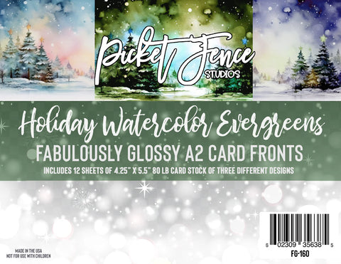 Fabulously Glossy A2 Card Fronts (12 pk)-Holiday Watercolor Evergreens